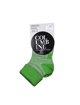 Merino Turn-Over Socks - Leaf/Cream Stripe