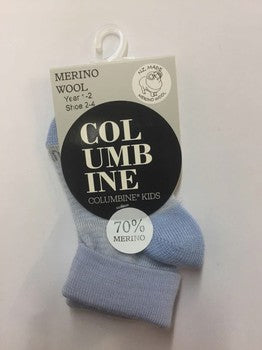 Merino Turn Over Sock - Light Blue Stripe