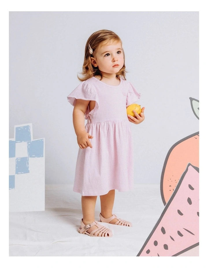 Stripe Frill Dress - Pink