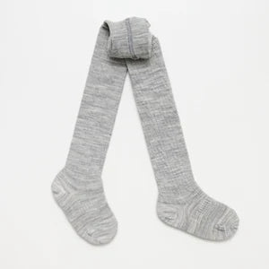 Merino Wool Cable Tights - Snow Grey