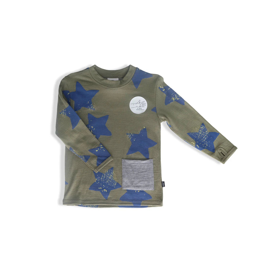 Lincoln Pocket Tee - Sage Stars