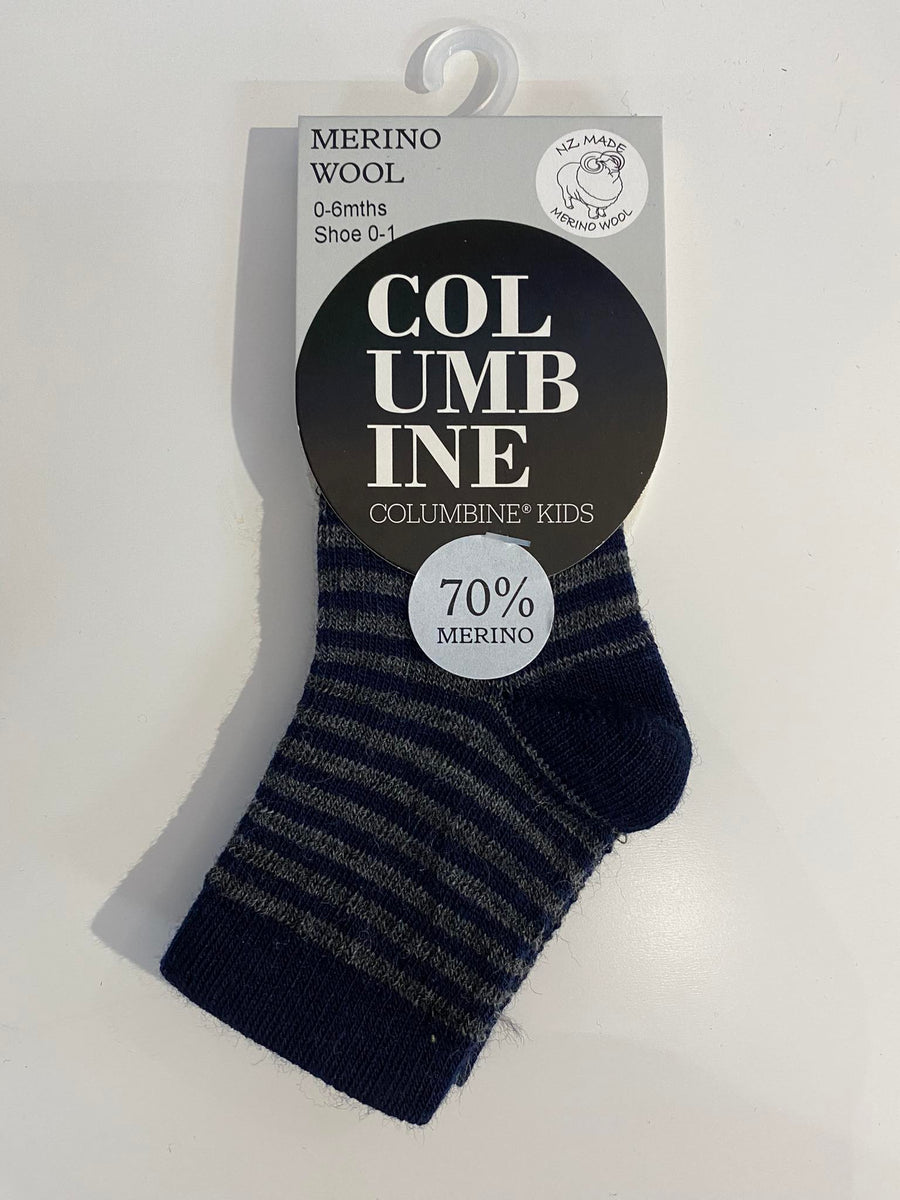Merino Crew Socks - Navy/Charcoal Stripe