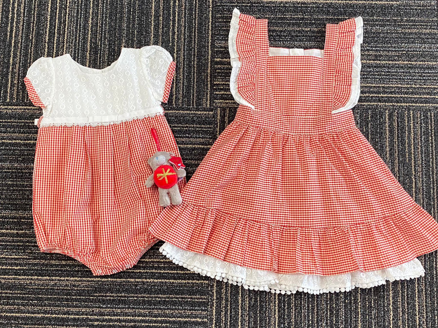 Red Checkered Christmas Pinafore Dress