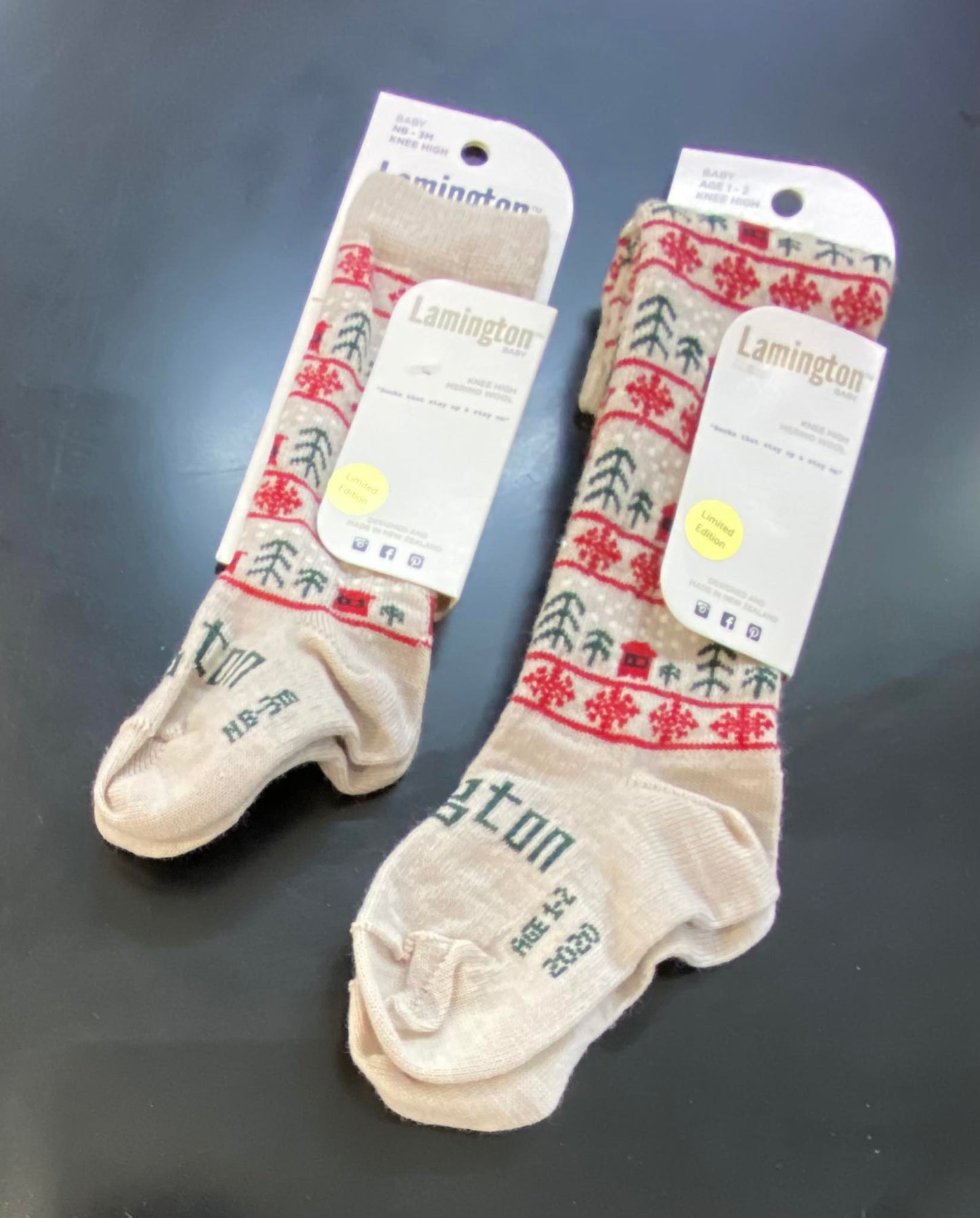 Limited Edition - Knee High Merino Socks - Christmas - 1-2y