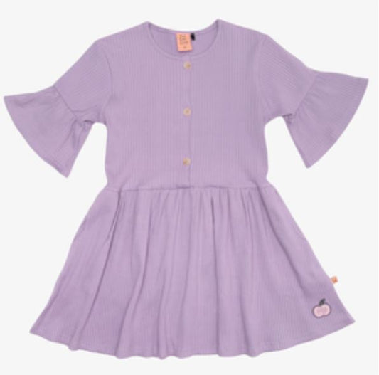 Lilac Rib Flare Sleeve Dress