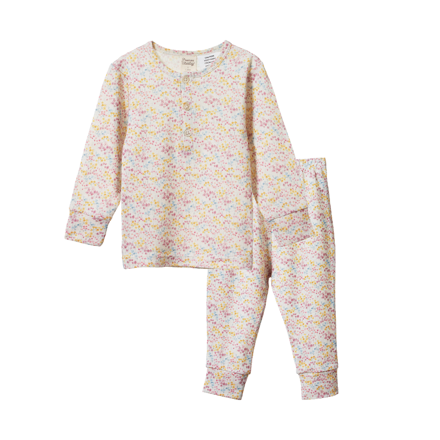 Merino 2PC Long Sleeve Pyjamas - Wildflower Mountain Print