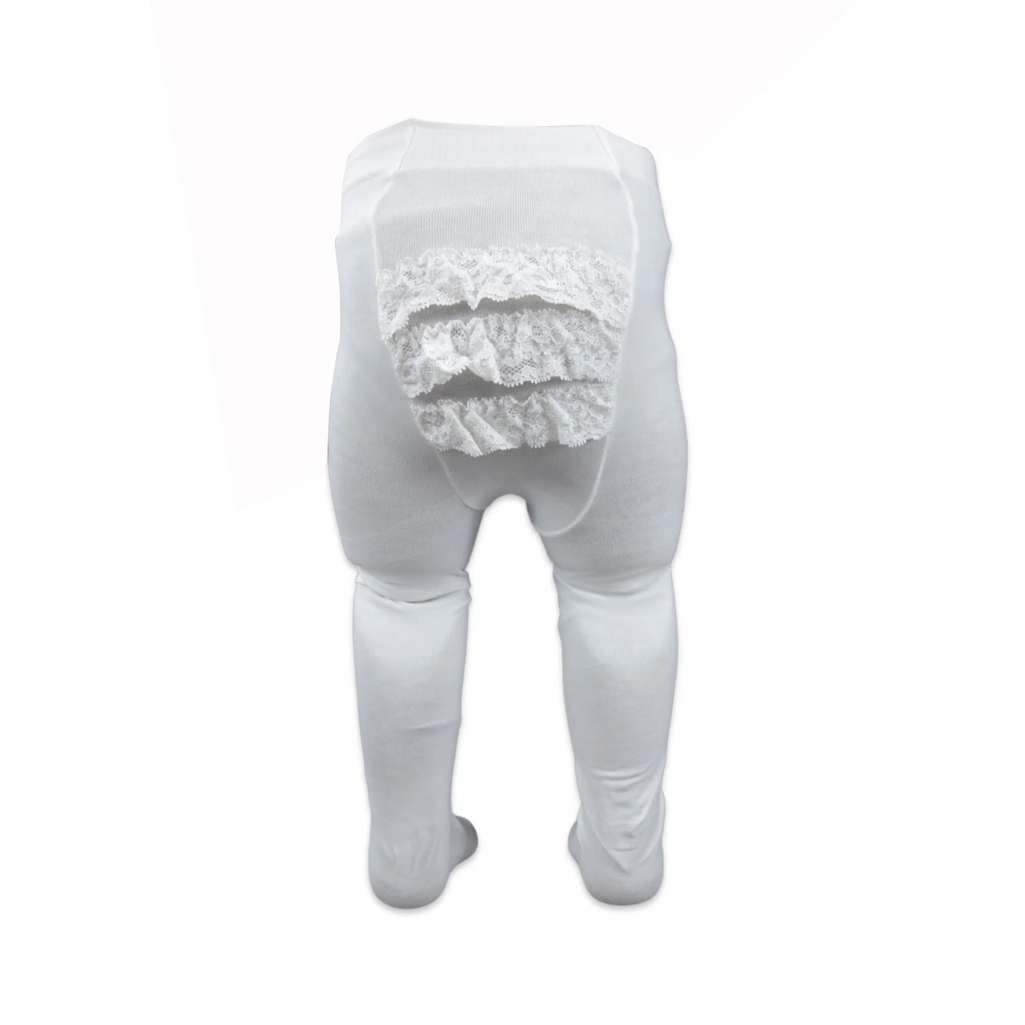 Cotton Tights with a frilly Bum- White