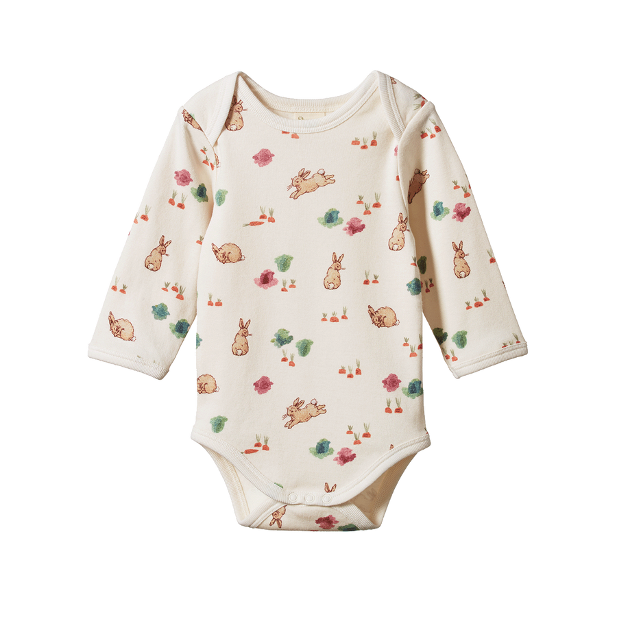 Cotton L/S Bodysuit - Country Bunny Print