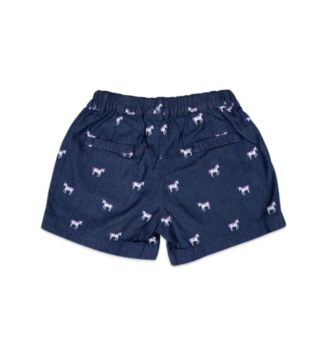 Unicorn Embroidered Shorts - Dark Blue