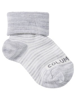 Merino Turn-Over Socks - Light Grey/ Cream Stripe