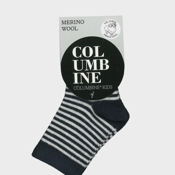 Navy/Cream Stripe Merino Crew Sock