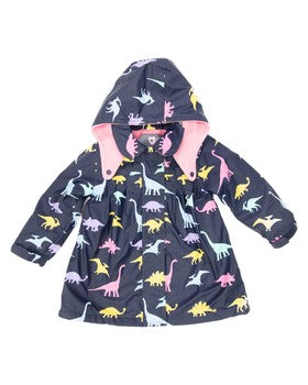 Dino Colour Changing Raincoat- Navy