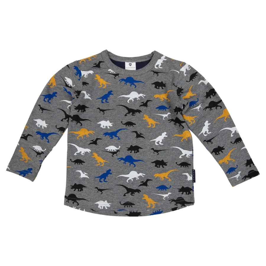 All Over Print Dino Top- Charcoal