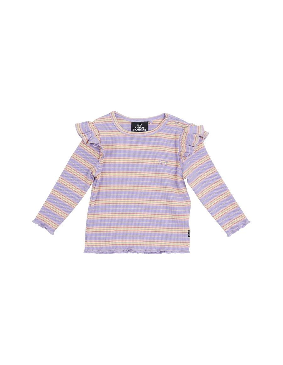 Mulberry Long Sleeve Rib Top - Purple Stripe