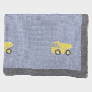 Truck Knit Blanket - Dusty Blue