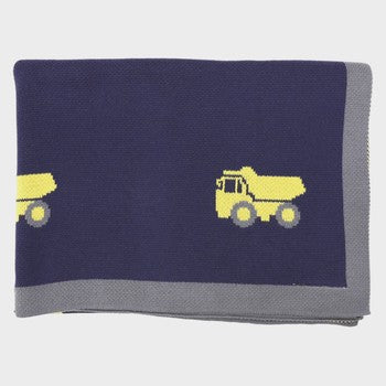 Truck Knit Blanket-Navy