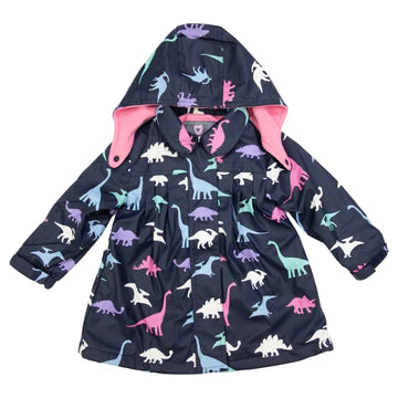 Dino Colour Changing Raincoat- Navy