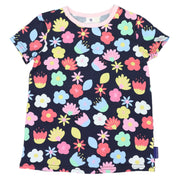 Flower Print Swing Top - Navy