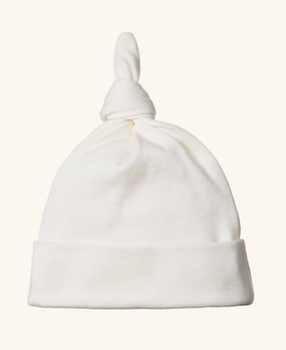 Cotton Knotted Beanie-Natural