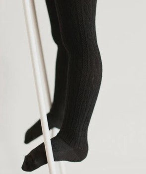 Merino Wool Cable Tights | BLACK CABLE