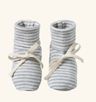 Cotton Booties-Grey Marl Stripe