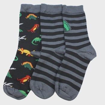 Bamboo Crew Socks 3PK - Dino