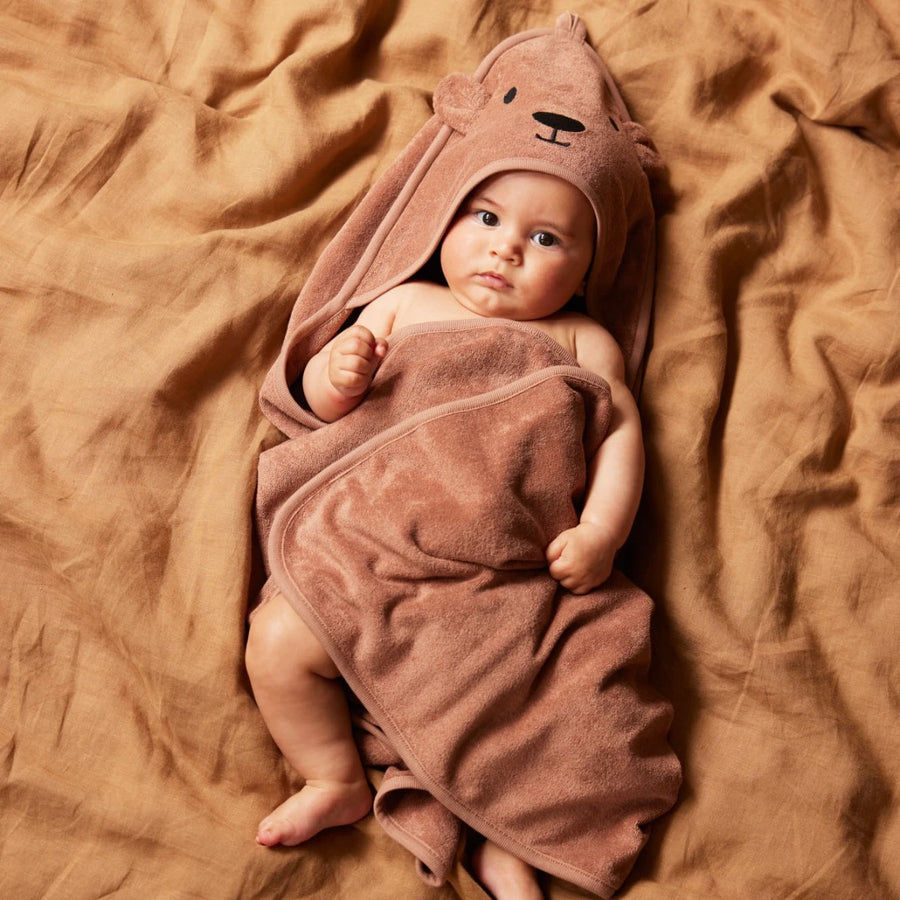 Bear Hooded Towel-Hazelnut