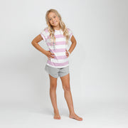 Classic Tee - Pale Purple Stripe