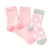 Bamboo Crew Socks 3Pk - Bunnies and Dots