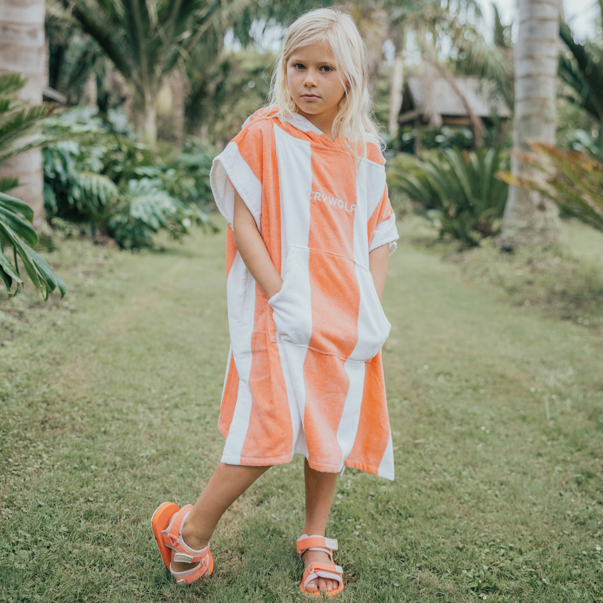 Hooded Towel - Coral Stripe