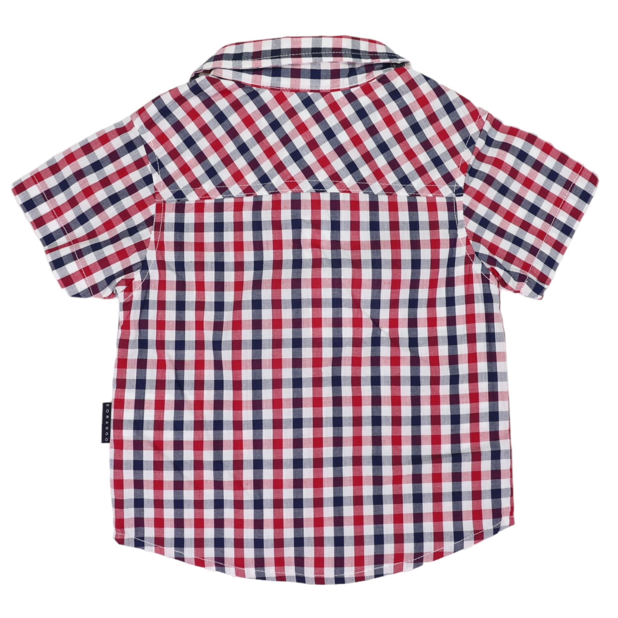 Short Sleeve Button Up Shirt - Red Check