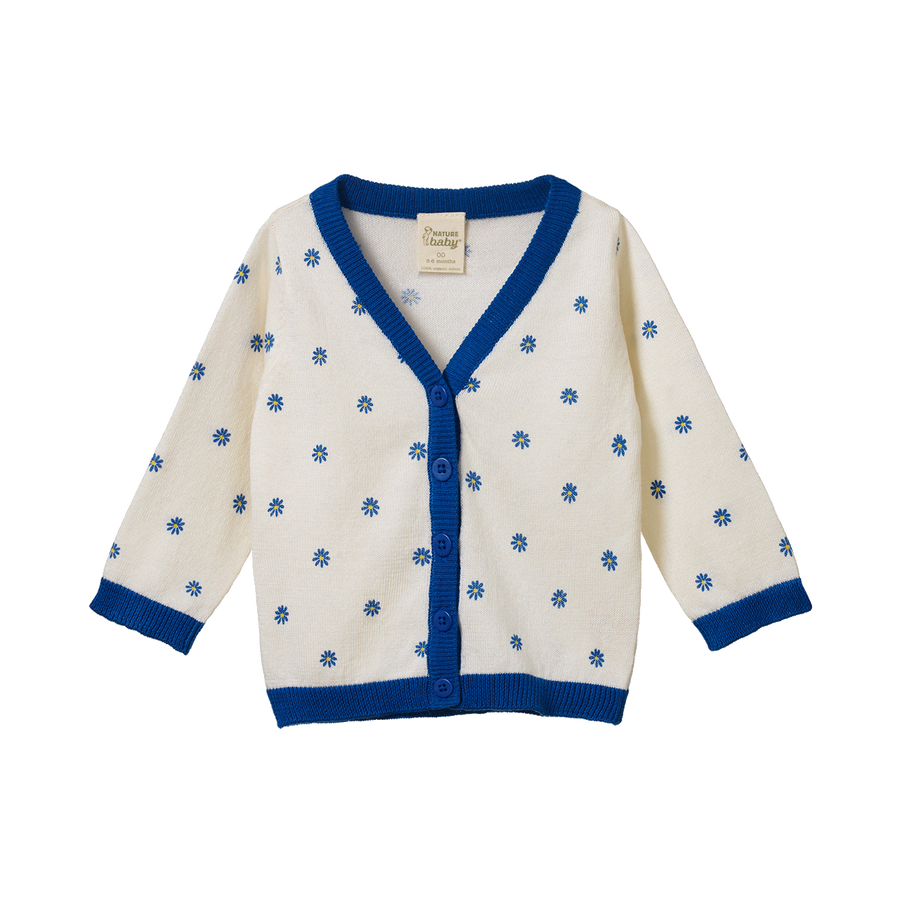 Cotton Knit Cardigan - Daisy Daze Print