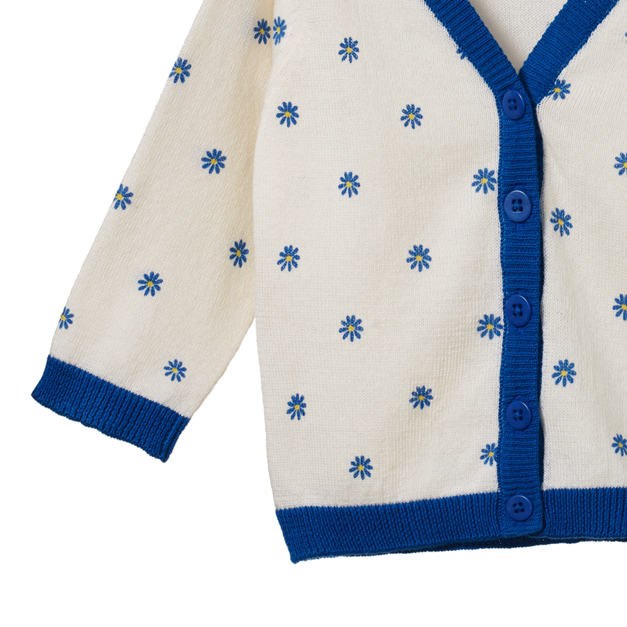 Cotton Knit Cardigan - Daisy Daze Print