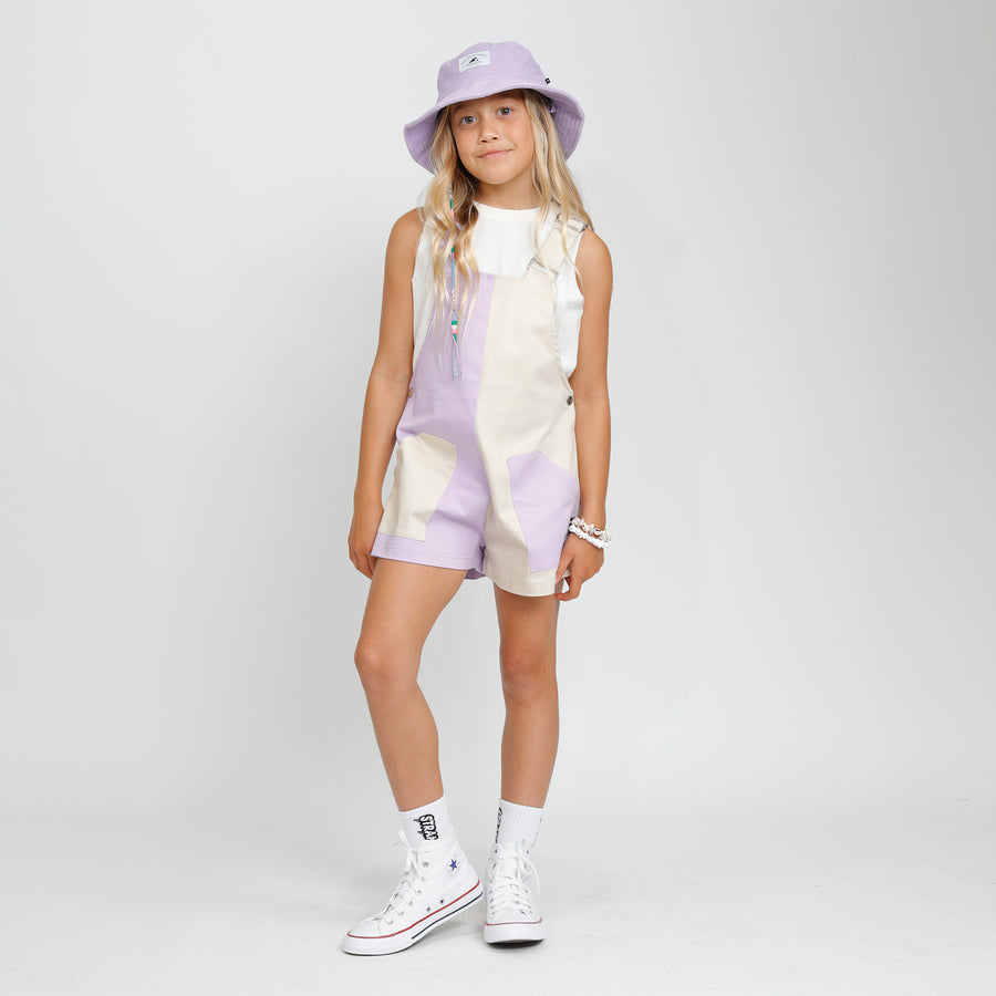 Short Overalls - Purple/Oat