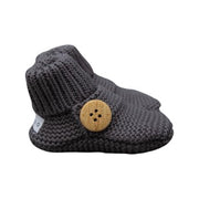 Knitted Button Booties- Grey