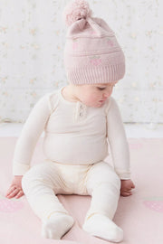 Organic Cotton Fine Rib L/S Bodysuit - Lily Fleck