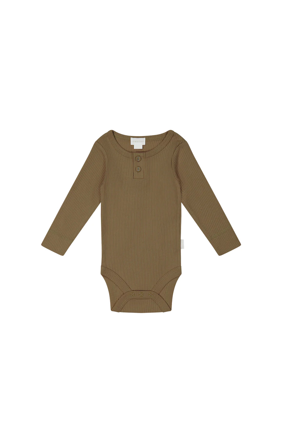 Organic Cotton Modal Long Sleeve Bodysuit - Crème Caramel