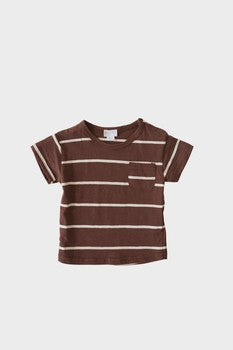 Landon Short Sleeve Tee - Henna/Ecru Stripe