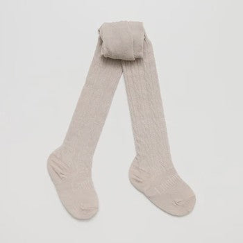 Merino Wool Cable Tights - Oatmeal