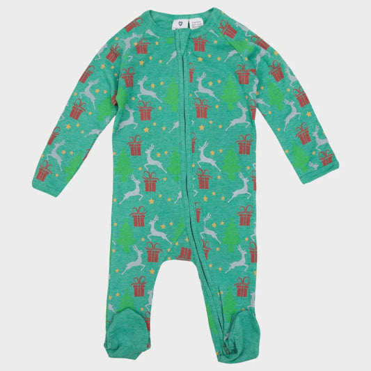 Christmas Pyjamas - Green Footed Romper