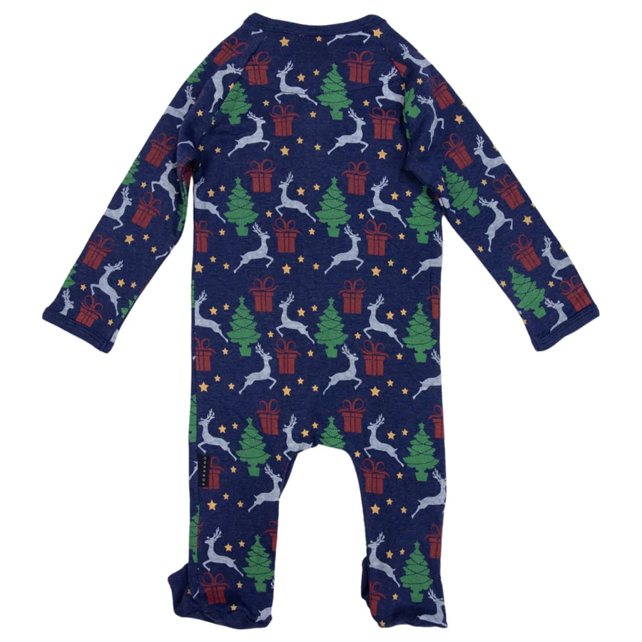 Christmas Pyjamas - Navy Footed Romper