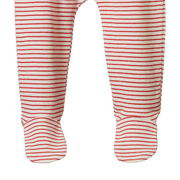 Footed Rompers- Red Pinstripe