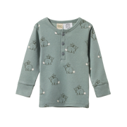 Long Sleeve Pyjamas - Cottage Bunny Sage Print