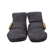 Knitted Button Booties- Grey