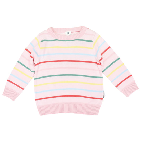 Knit Striped Sweater-Pink