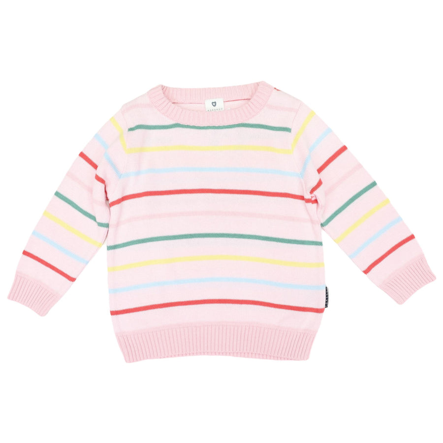 Knit Striped Sweater-Pink