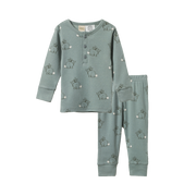 Long Sleeve Pyjamas - Cottage Bunny Sage Print