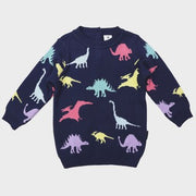 Dinosaur Long Sweater-Navy