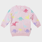Dinosaur Long Sweater-Pink