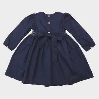 Tone on Tone Smocked Dress - Navy